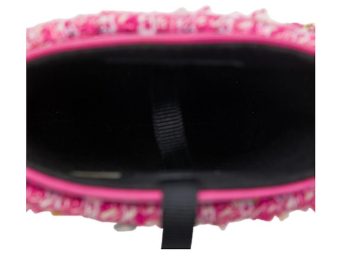 Portacellulare con catena in tweed rosa Chanel - vista 4