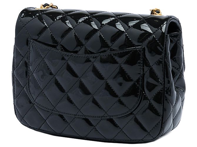 Chanel Black Mini Square Classic Patent Enamel Coco Hearts Single Flap Schwarz - Ansicht 2