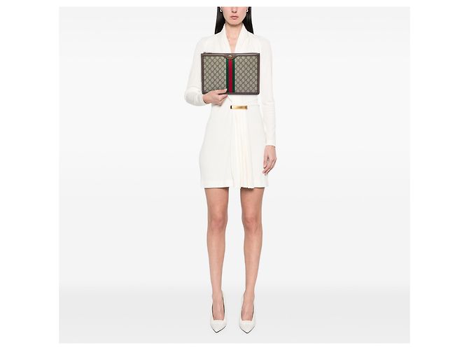 Clutch Gucci Beige GG Supreme Web Ophidia - vista 5