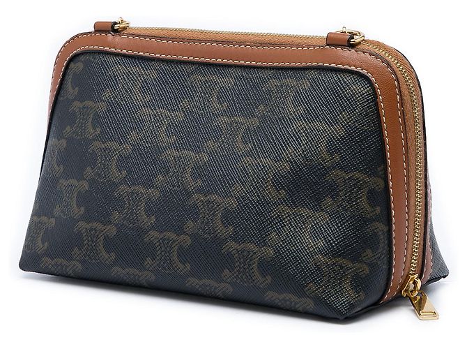 Céline Celine Triomphe Clutch mit Kette aus beschichtetem Canvas in Braun Dunkelbraun - Ansicht 2