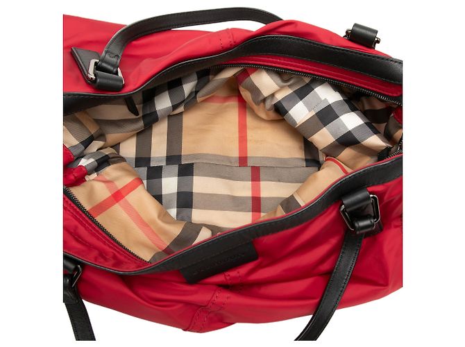 Borsa Tote Burberry Buckleigh in nylon rosso - vista 4