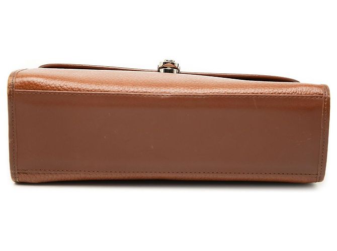 Borsa Satchel Burberry in pelle di vitello marrone - vista 3