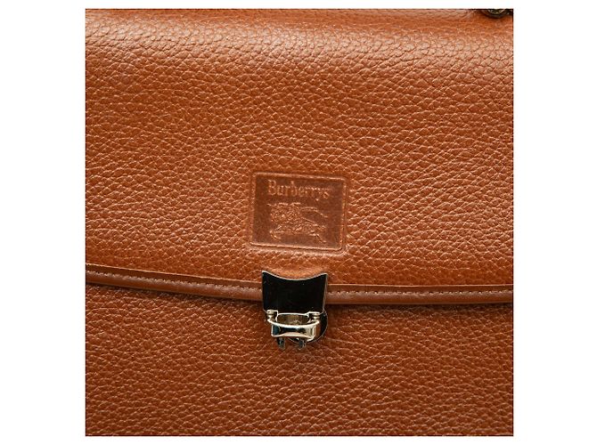 Borsa Satchel Burberry in pelle di vitello marrone - vista 5