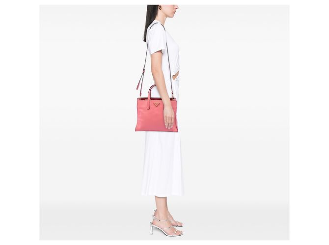 Sacola Prada Pink Saffiano Soft Triple Pocket Rosa - vista 6