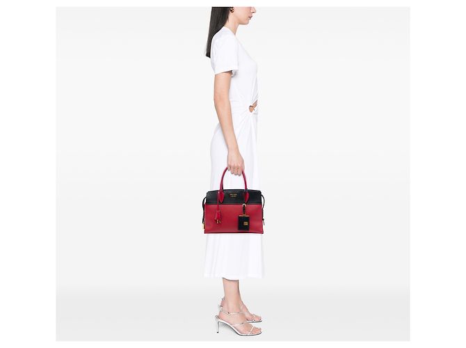 Borsa Prada Esplanade in Saffiano rosso e vitello City Calf - vista 6