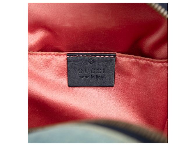 Gucci Blue Small GG Marmont Rucksack aus gestepptem Denim mit Perlen Blau - Ansicht 5