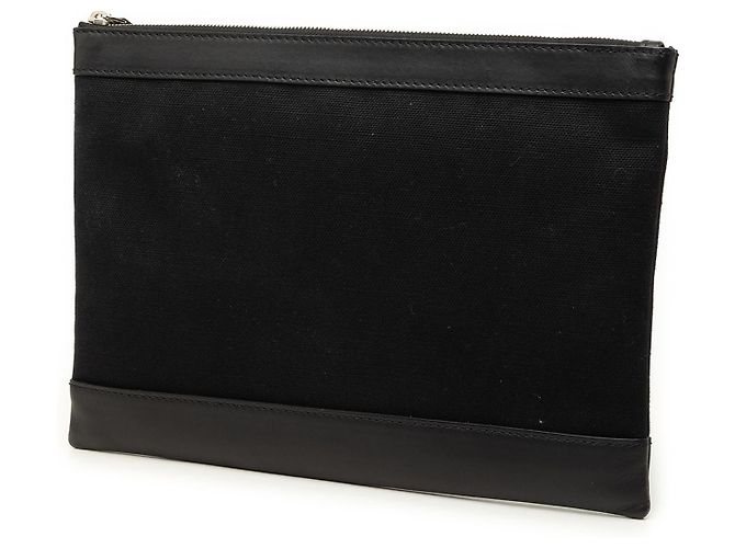 Balenciaga Clutch Clip M in tela nera e blu navy Nero - vista 2