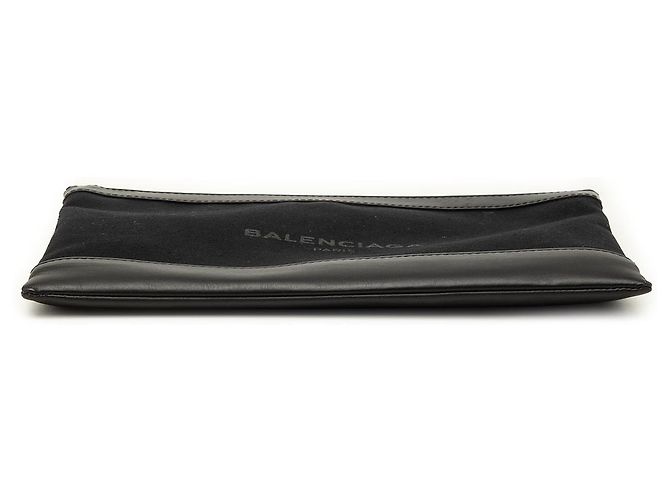 Balenciaga Clutch Clip M in tela nera e blu navy Nero - vista 3