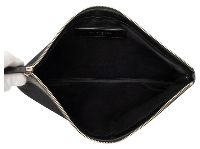 Balenciaga Clutch Clip M in tela nera e blu navy Nero - vista 4