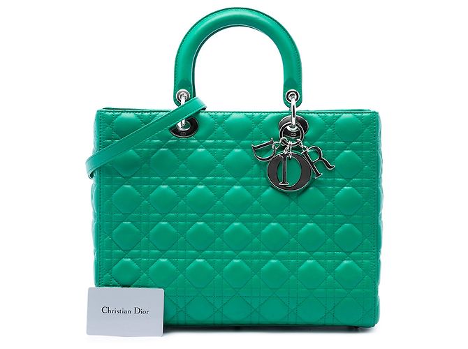 Autre Marque Dior Green Large Lambskin Cannage Lady Dior Verde - vista 7