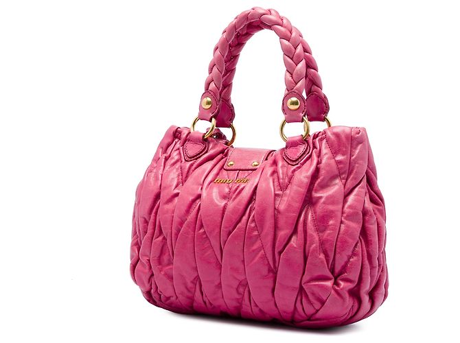 Miu Miu Coffer Satchel aus rosa gestepptem Lammleder Pink - Ansicht 2
