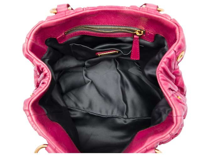Miu Miu Coffer Satchel aus rosa gestepptem Lammleder Pink - Ansicht 4