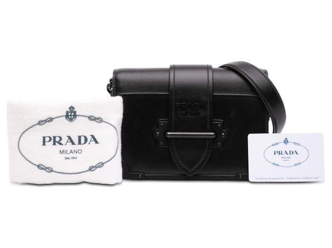 Borsa a tracolla Prada Cahier in vitello City con rifiniture in Saffiano nero - vista 7