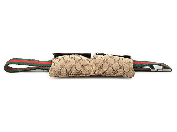 Borsa cintura Gucci Beige GG Canvas Web con doppia tasca - vista 3