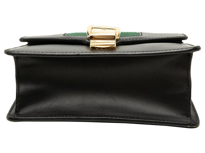 Borsa Gucci Black Mini Calfskin Web Sylvie Chain Satchel Nero - vista 3