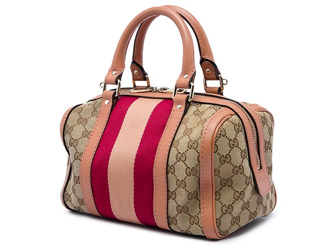 Borsa Boston Gucci Beige Small GG Canvas Web Joy - vista 2