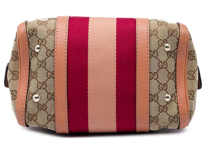 Borsa Boston Gucci Beige Small GG Canvas Web Joy - vista 3
