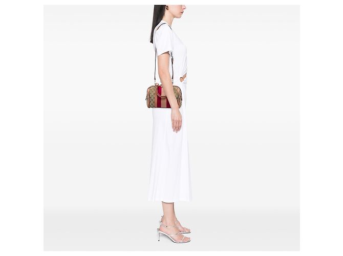 Borsa Boston Gucci Beige Small GG Canvas Web Joy - vista 5