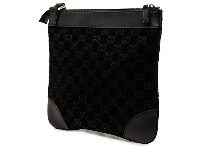 Borsa a tracolla Gucci in camoscio nero GG - vista 2