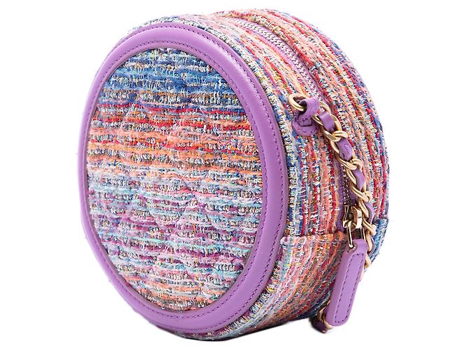 Chanel Purple Tweed CC Filigree Round Crossbody Porpora - vista 2