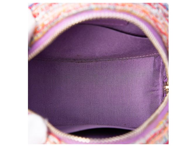 Chanel Purple Tweed CC Filigree Round Crossbody Porpora - vista 4