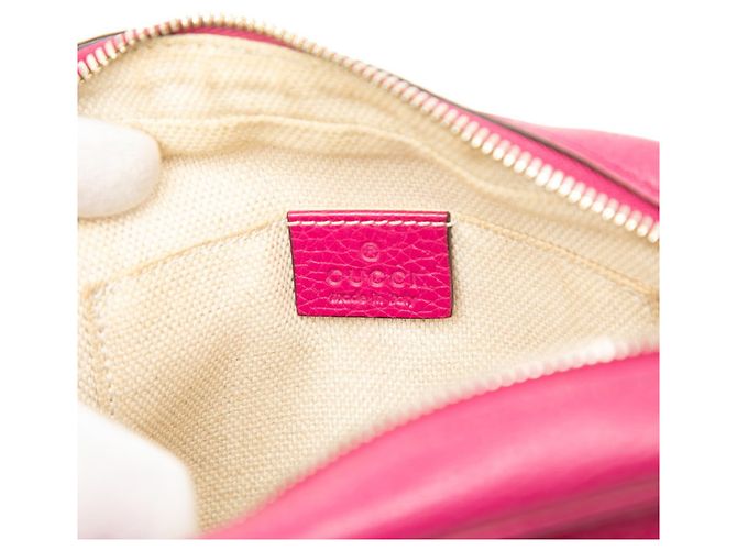 Borsa a tracolla Gucci Soho in pelle rosa - vista 5