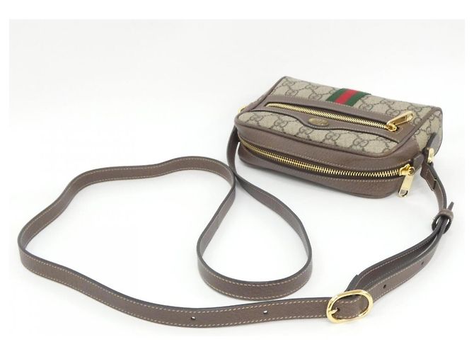 Borsa a tracolla Gucci Ophidia 517350 96IWS Marrone Beige - vista 8
