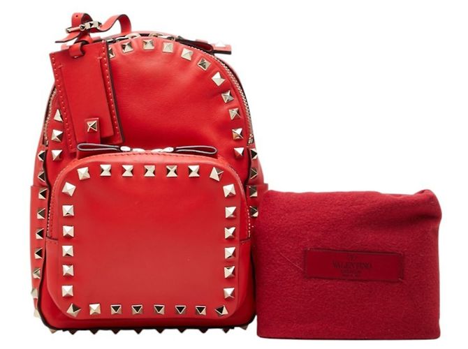 Zaino Valentino Rockstud da donna in pelle rossa Rosso - vista 12