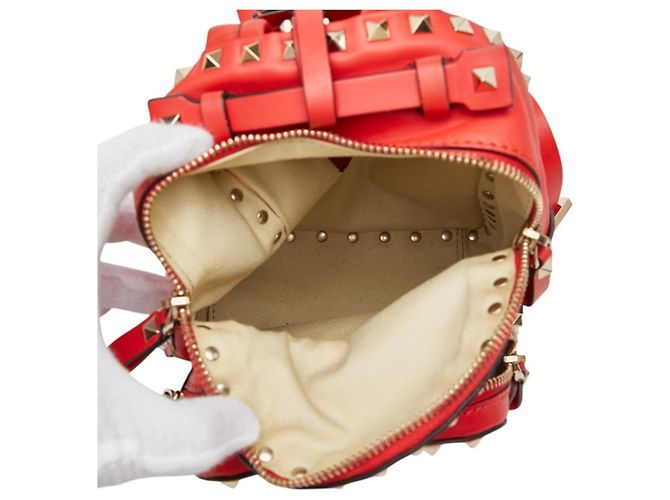 Zaino Valentino Rockstud da donna in pelle rossa Rosso - vista 8