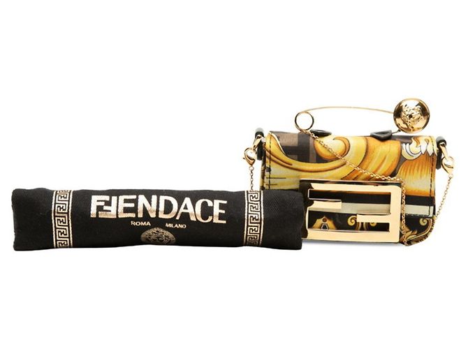 Borsa a tracolla Nano Baguette Fendi x Versace con catena Multicolore - vista 7