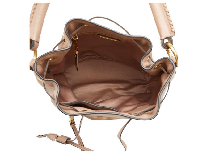 Sac à main Miu Miu en cuir rose beige - vue 10