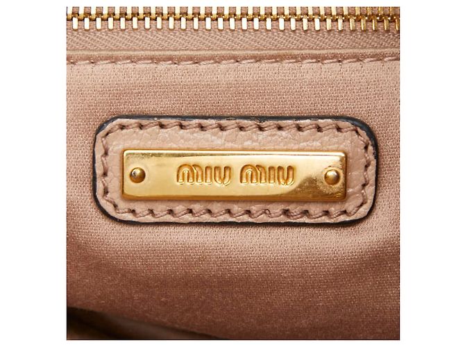 Sac à main Miu Miu en cuir rose beige - vue 11