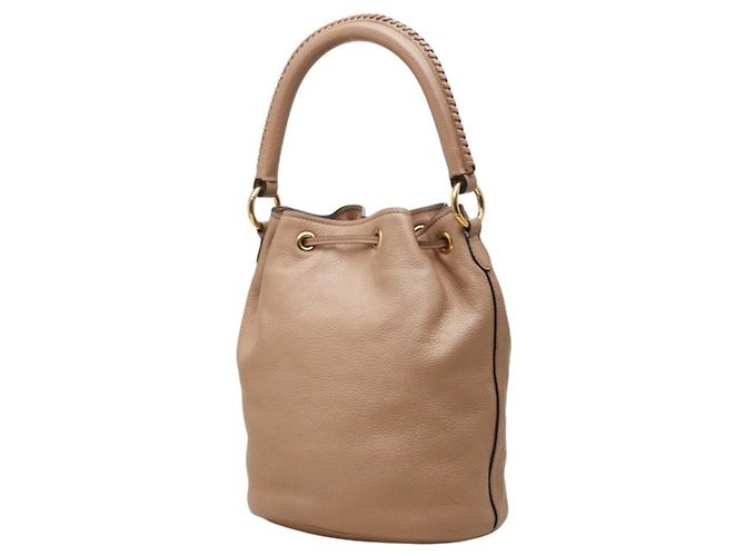 Sac à main Miu Miu en cuir rose beige - vue 2