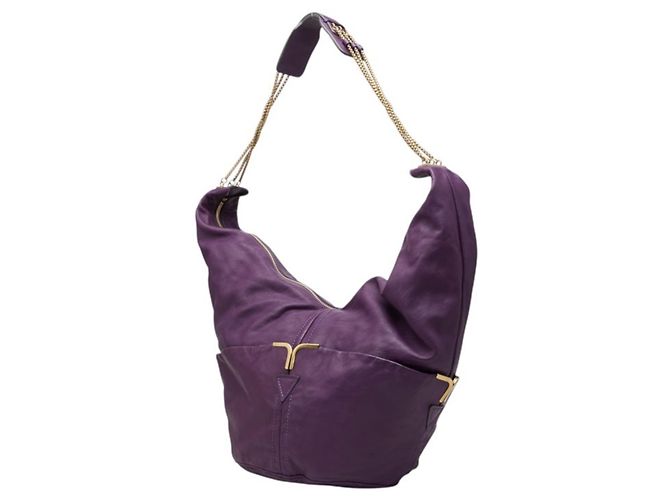 Borsa a tracolla Chloé Milton con catena in pelle viola Porpora - vista 2