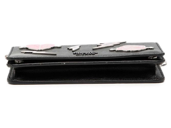 Saffiano Prada Rose Heart Wallet Chain Schultertasche Schwarz - Ansicht 3