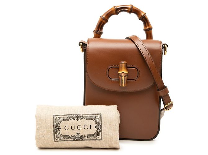 Bolsa de mão e de ombro Gucci Bamboo Marrom - vista 7