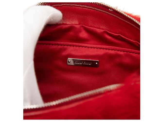 Borsa a tracolla con catena Miu Miu Rosso - vista 5