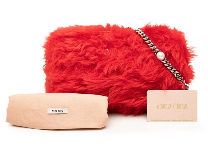 Borsa a tracolla con catena Miu Miu Rosso - vista 6