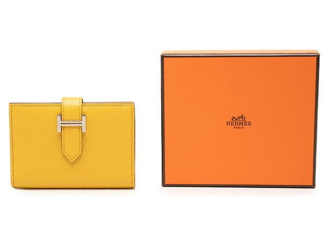 Hermès Porta-cartões Hermes Bearn em Sun Yellow Amarelo - vista 7
