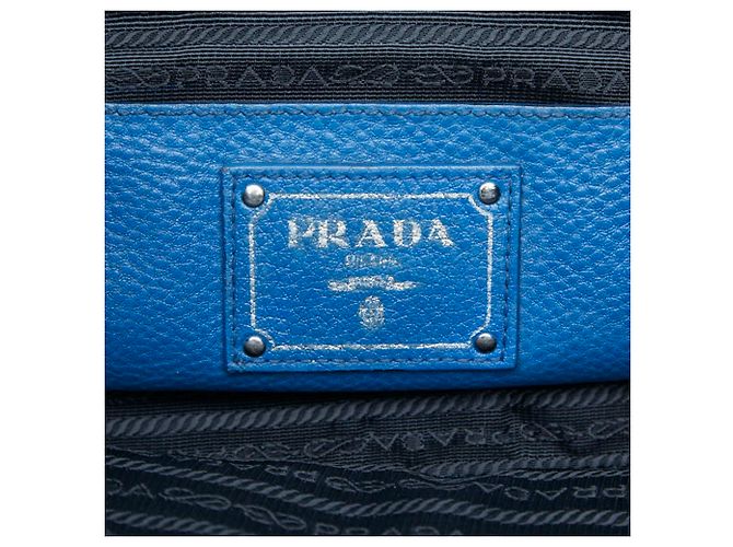 Borsa tote Prada con placca logo triangolare Blu - vista 11