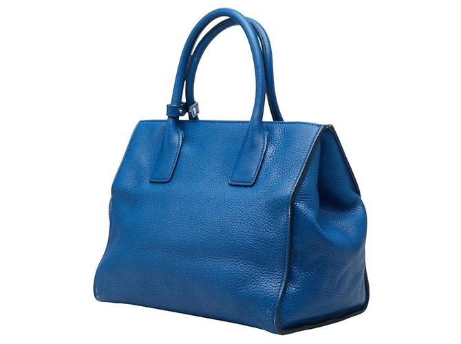 Borsa tote Prada con placca logo triangolare Blu - vista 2