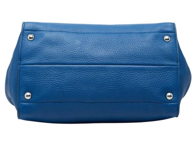 Borsa tote Prada con placca logo triangolare Blu - vista 3