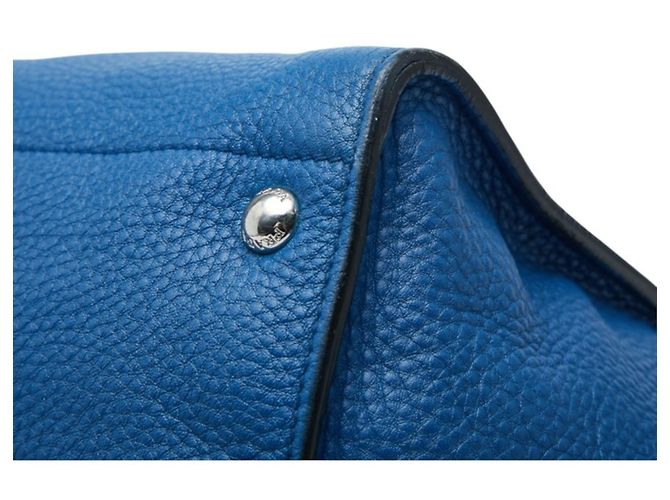 Borsa tote Prada con placca logo triangolare Blu - vista 4