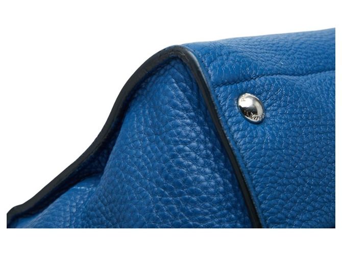 Borsa tote Prada con placca logo triangolare Blu - vista 7