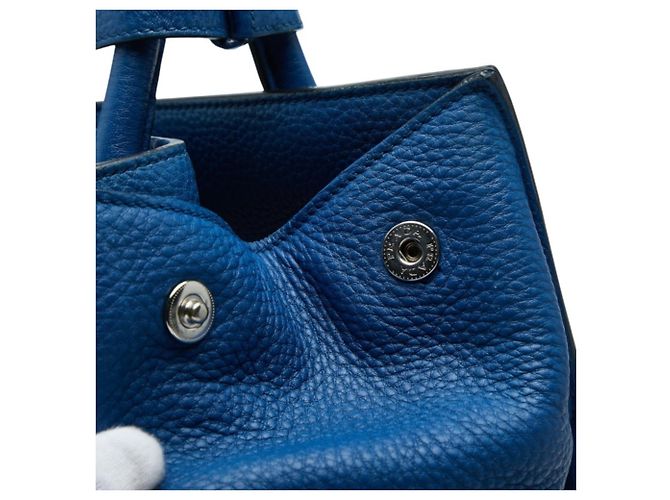 Borsa tote Prada con placca logo triangolare Blu - vista 8
