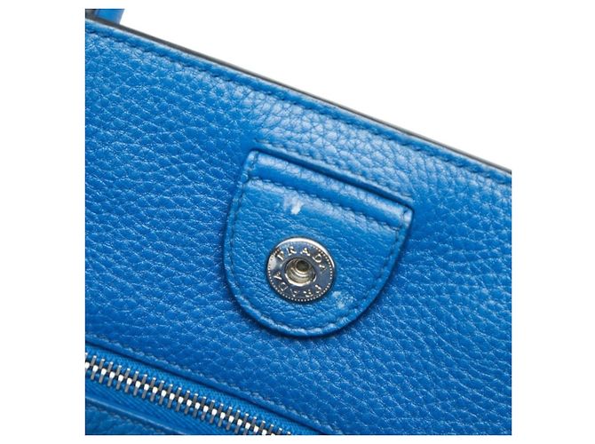 Borsa tote Prada con placca logo triangolare Blu - vista 9