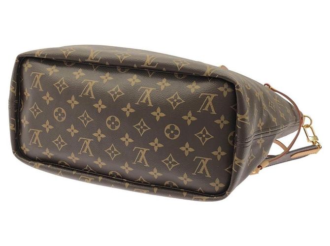 Borsa Louis Vuitton Monogram Neverfull Inside Out MM Marrone D'oro Giallo - vista 2