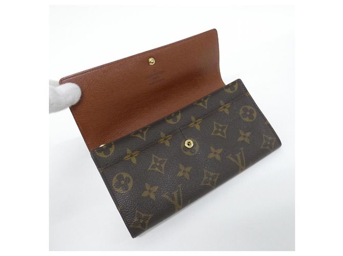 Louis Vuitton Monogram Porte Monnaie Credit Wallet Castaño - vista 6