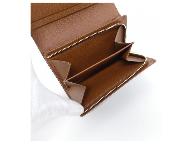 Louis Vuitton Monogram Porte Monnaie Billet Trésor Wallet Castaño - vista 4