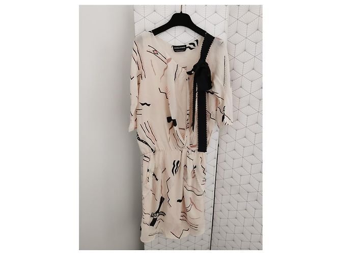 Sonia Rykiel Vestido de verano estampado de seda Negro Rosa Beige - vista 2